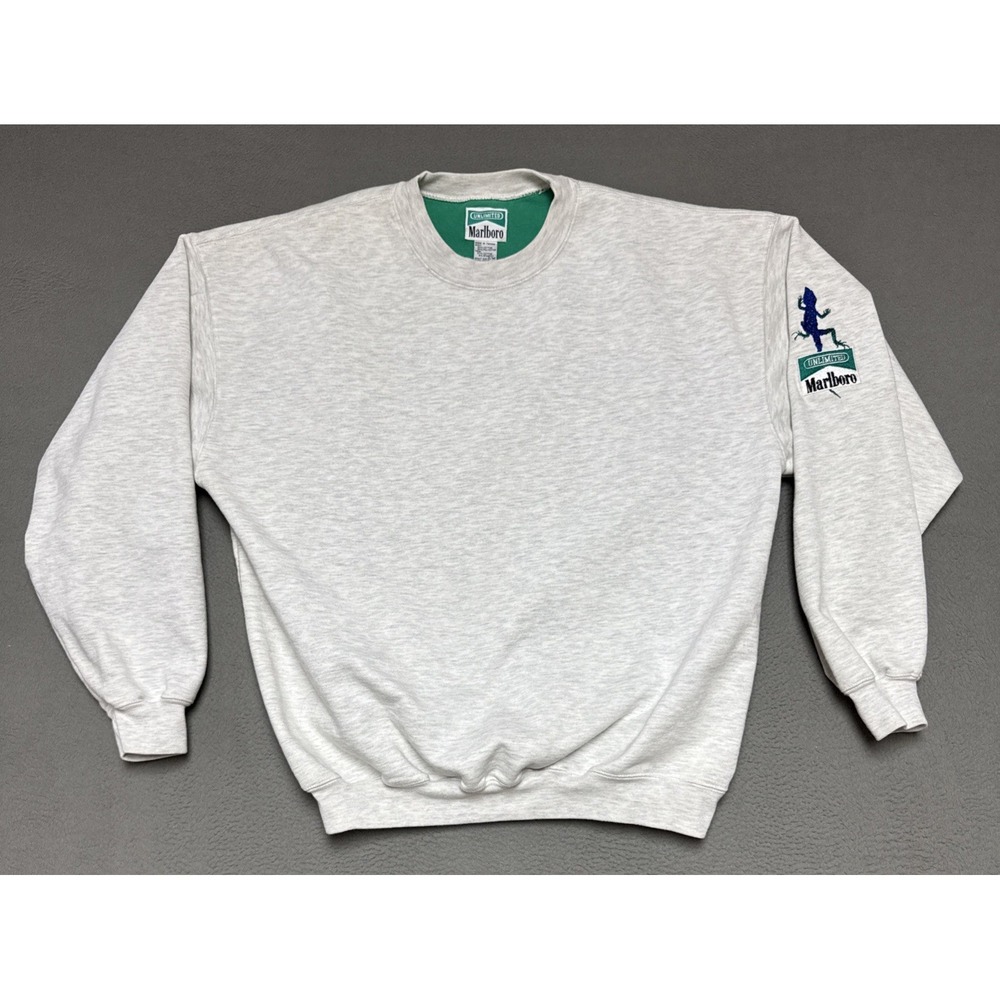 Vtg 90s Marlboro Menthol Unlimited Embroidered Gecko Lizard Sweatshirt Mens S/M